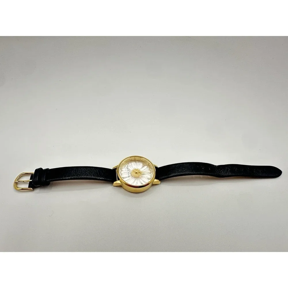 Olivia Burton London Daisy Flower Gold Tone Woman's Watch Black Strap OB15EG38
